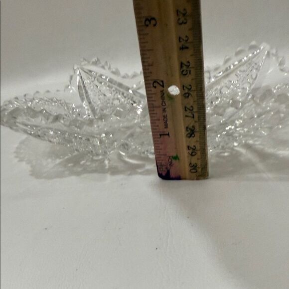 24% Lead Clear Vintage Cut Glass Serving Dish Bowl Saw Tooth Scalloped Edge - Picture 11 of 14
